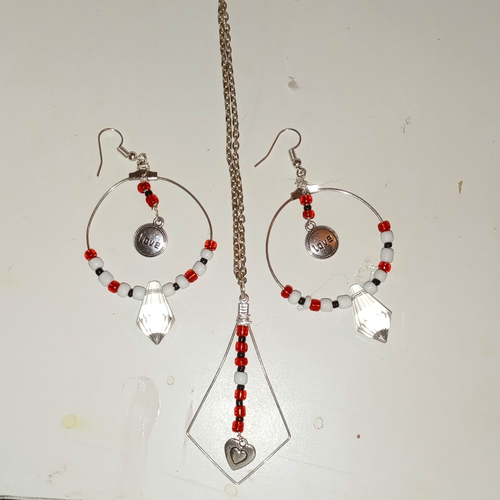 Love Necklace and Earrings Set